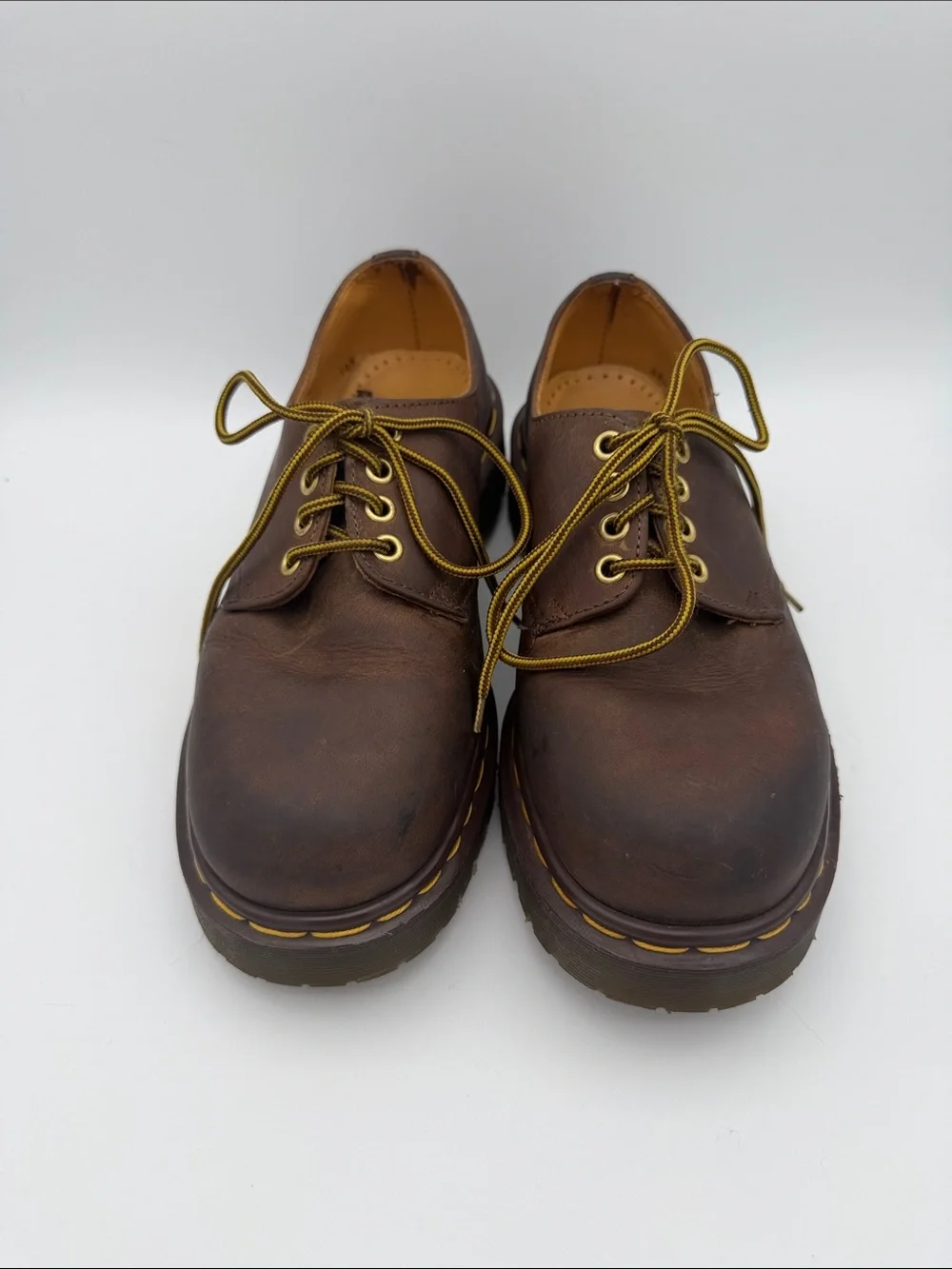 Vintage Dr. Martens Made in England Aztec Crazy Horse 1561 4 Hole Brown Oxford 6